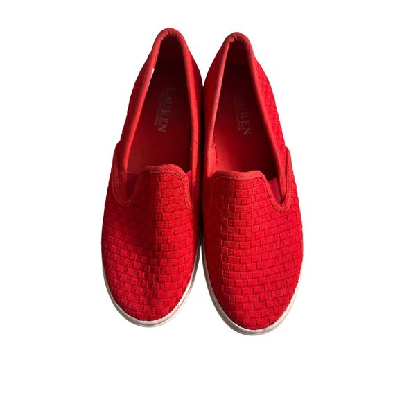 RALPH LAUREN Woven Janis Persimmon Slip On Sneakers Size 6.5 - Picture 3 of 7